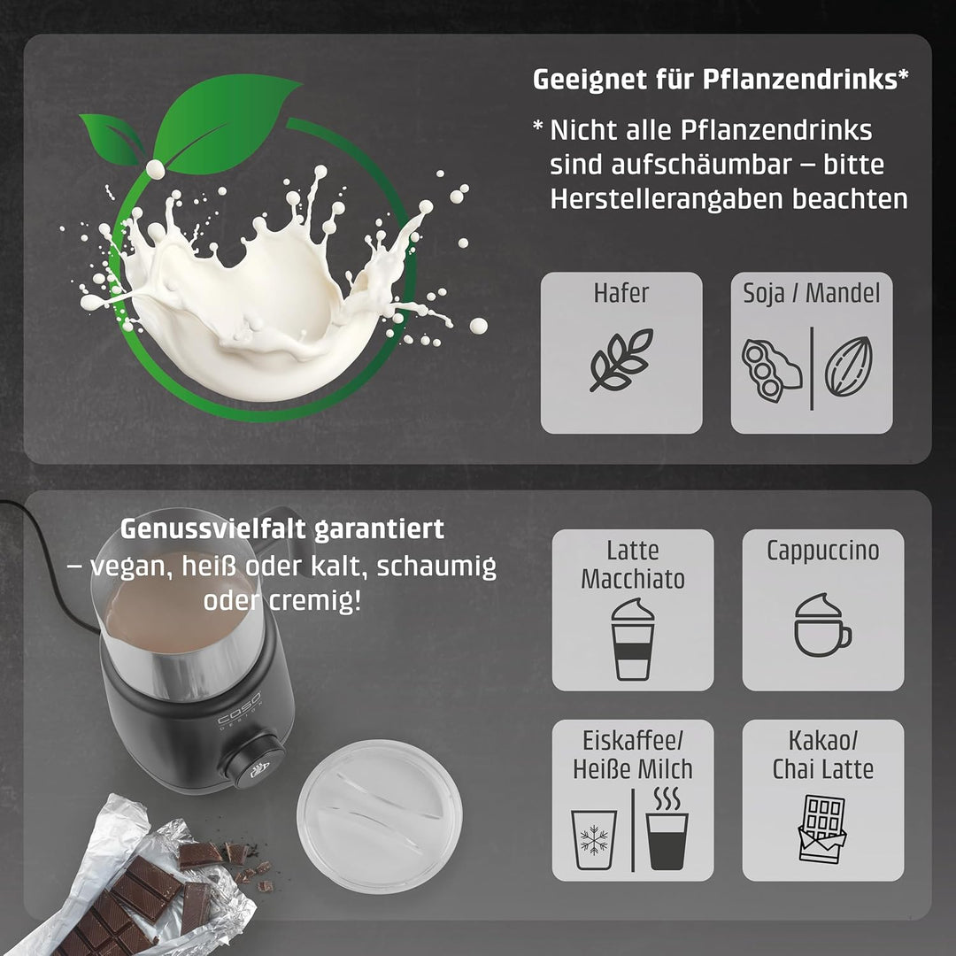 CASO PremiumLatte XL - grosser Milchaufschäumer, Induktion, 1 Liter Volumen, für Milch,Hafer- und So