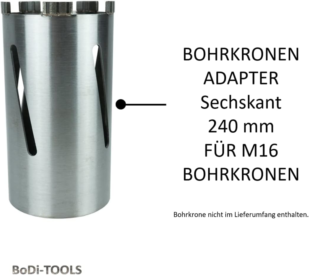 Bohrkronen Adapter, Dosensenker Adapter, Fliesenbohrer Adapter, (Adapter, M16 auf Sechskant 240 mm)