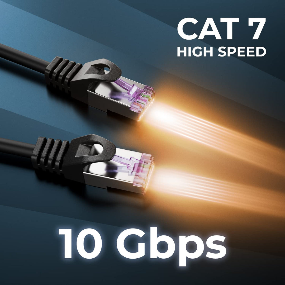 deleyCON 0,5m CAT7 Netzwerkkabel RJ45 10 Gigabit, 10 Stück - Bunt | Kurzes 50cm Patchkabel Ethernet