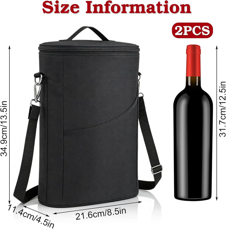 2 Flaschen Weintasche Isoliert Auslaufsicher, 8.5 * 4.5 * 13.5inch Tragbare Weintasche, Wine Tote Ba