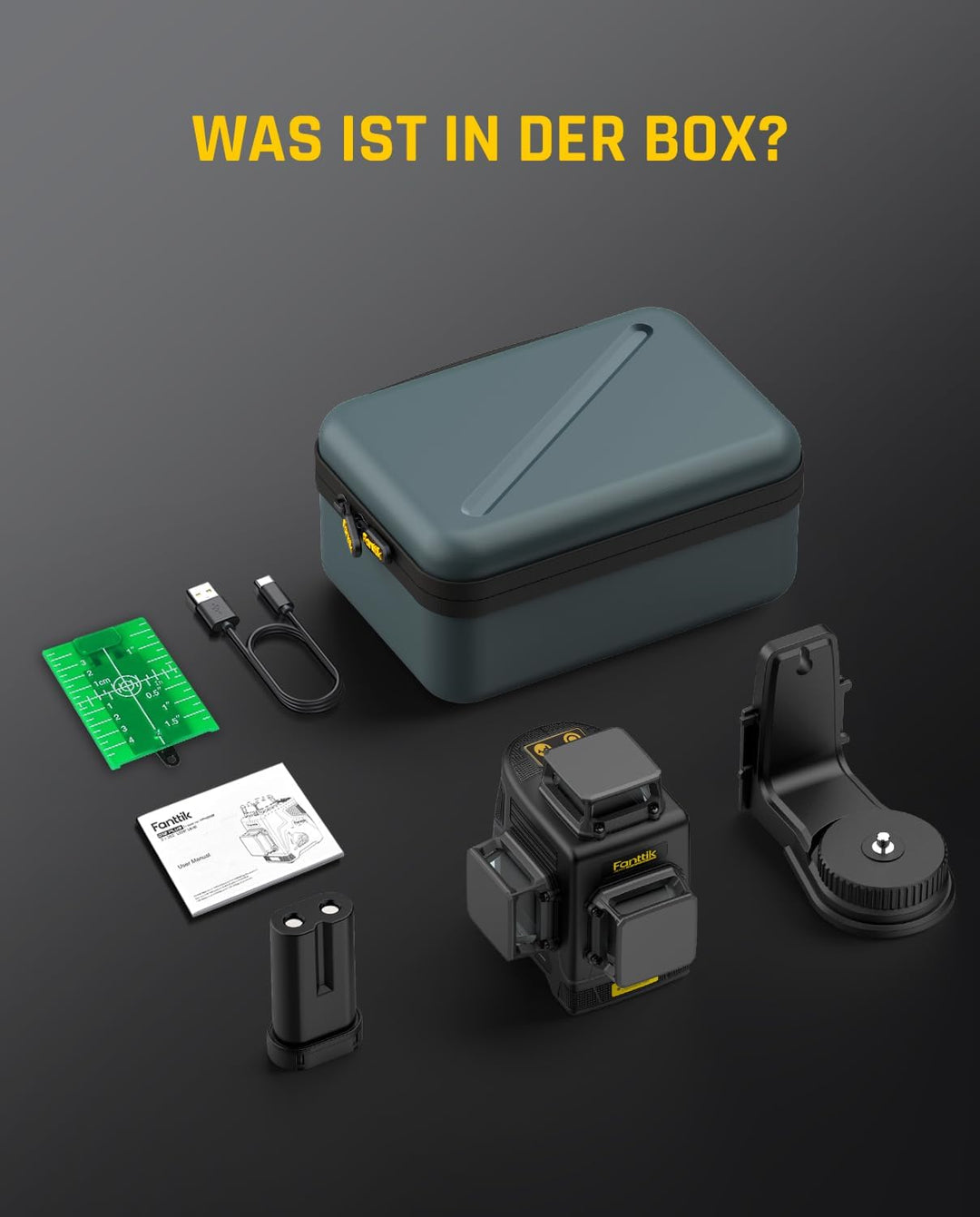 Fanttik D12 PLUS Selbstnivellierend Kreuzlinienlaser, Grün Linienlaser 12 Linien 3×360°, 5200 mAh Ab