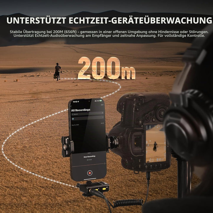 NEEWER CM28 Kabelloses Lavaliermikrofonsystem, 1 Klick Rauschunterdrückung, 4GB Speicher für 9 Stund