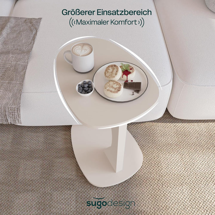 sugodesign Beistelltisch Couch mit Rollen, Kleiner Beistelltisch C-Form, Sofatisch in stylischem San