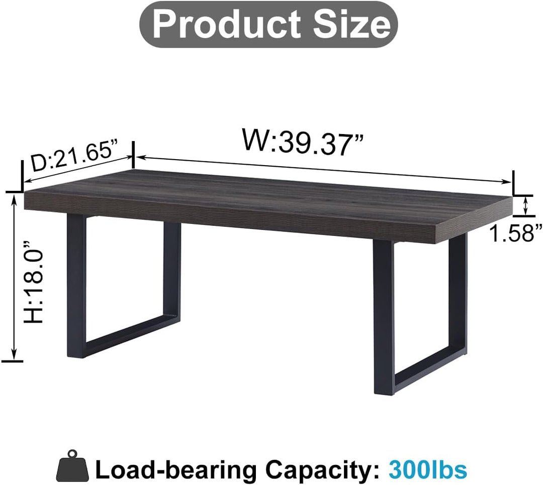 IBF Couchtisch Beistelltische aus Holz und Metall Minimalistischer Rechteckiger Holz Wohnzimmertisch