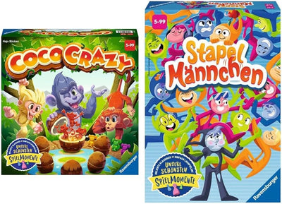 Ravensburger 20897 - Coco Crazy, Brettspiel für Kinder ab 5 Jahren & 20854 Stapelmännchen - Geschick