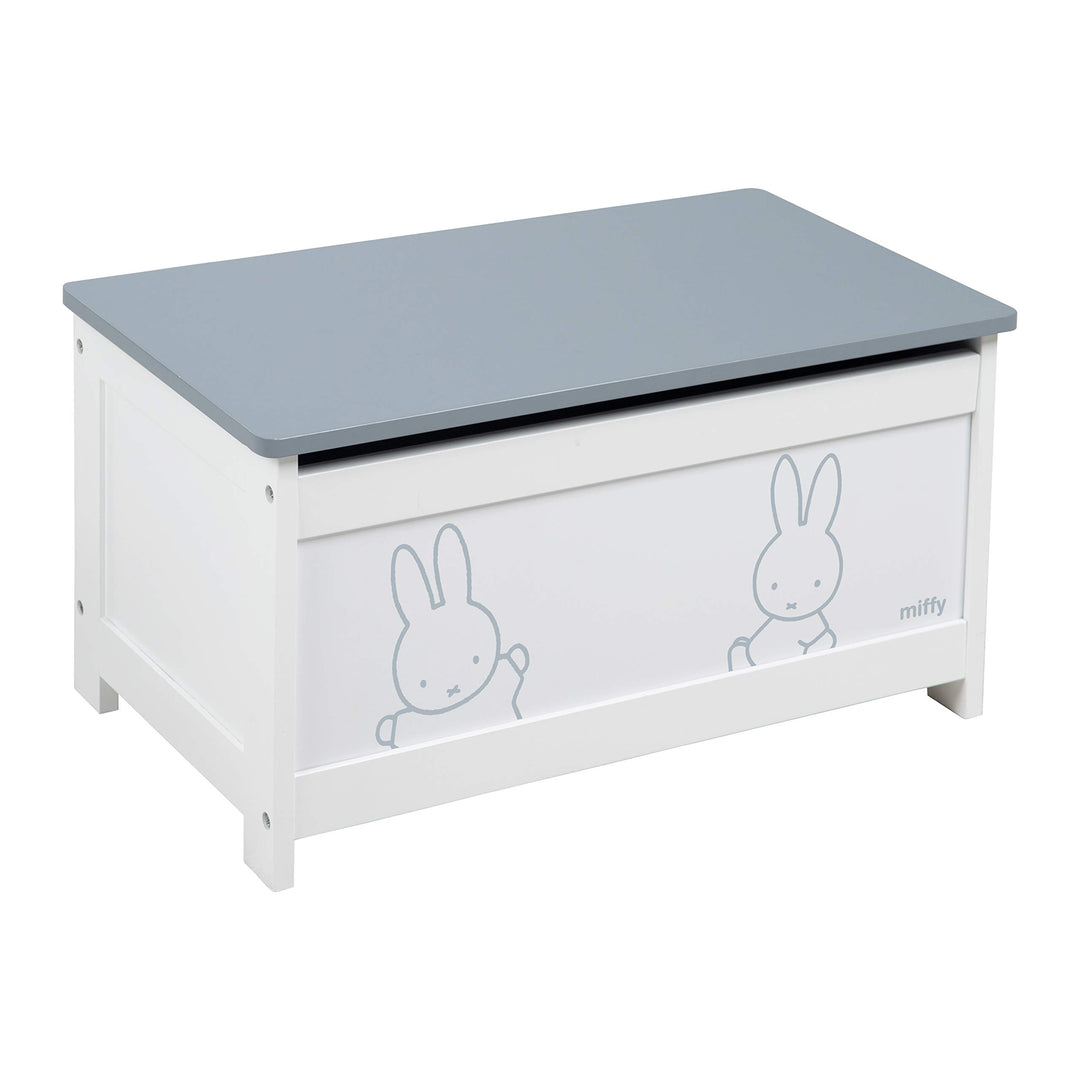 roba Spielzeugtruhe Miffy aus Holz, Spieltruhe für Kinder mit aufklappbarer Sitzfläche und Dämpfungs