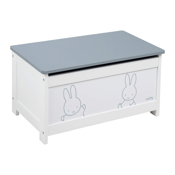 roba Spielzeugtruhe Miffy aus Holz, Spieltruhe für Kinder mit aufklappbarer Sitzfläche und Dämpfungs