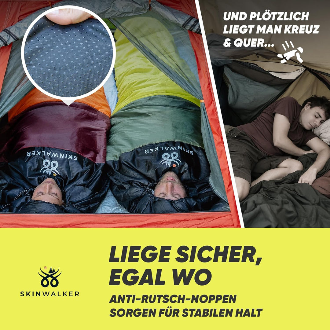 SKINWALKER Schlafsack 3-4 Jahreszeiten mit [abnehmbaren Innenfleece] [Kleines Packmass & Ultraleicht