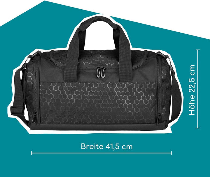 neoxx Champ Sporttasche Lost in Black I Sportbeutel für die Schule I Tasche zur Aufbewahrung von Spo
