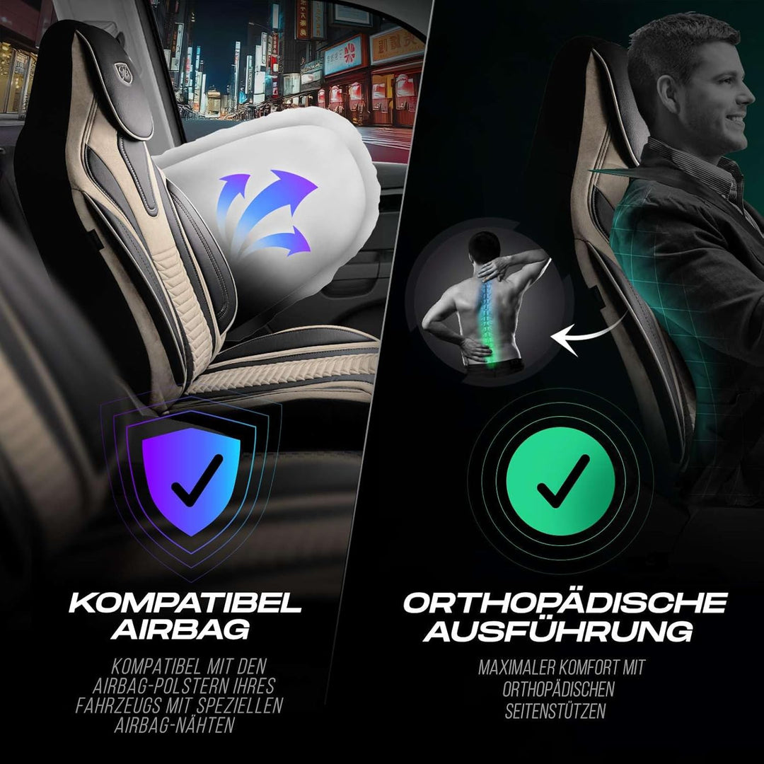 Wohnmobil Sitzbezüge kompatibel mit Fiat Ducato, Citroën Jumper, Peugeot Boxer - Schonbezüge Set aus