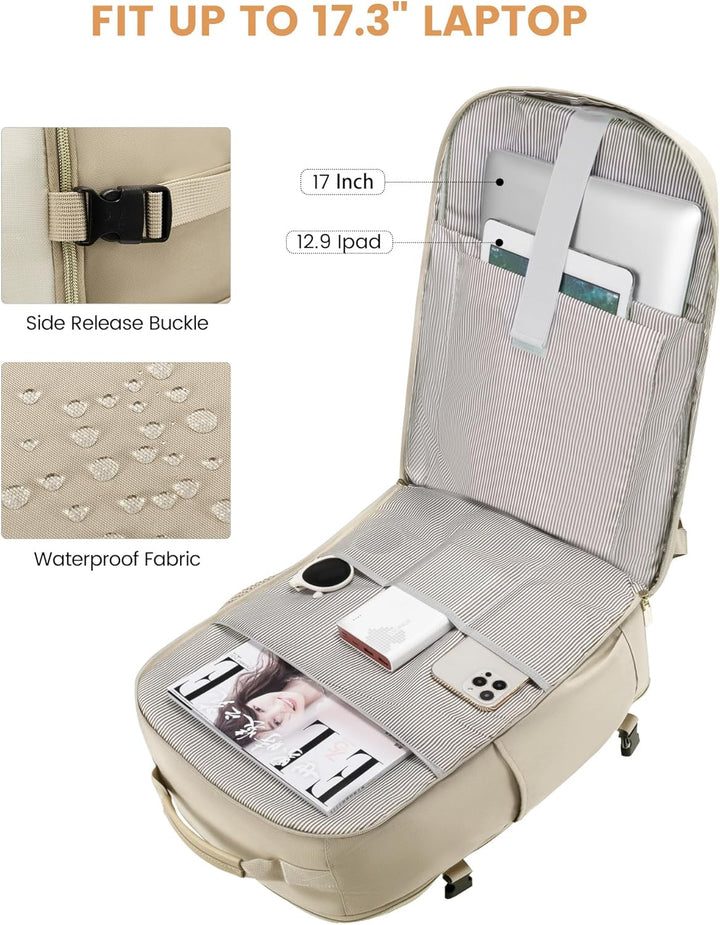 LOVEVOOK Handgepäck Rucksack Flugzeug, Reiserucksack Damen Gross 40L, Herren Wasserdicht Laptop 17 B