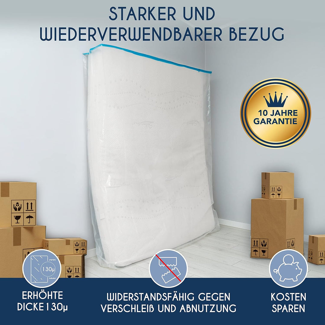 Dreamzie Matratzenhülle 200x200 – Mit Reissverschluss, Wiederverwendbares Plastik | Ideal für Matrat