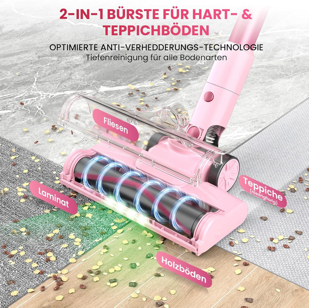 Dzaki Akku Staubsauger Kabellos 50.000 Pa, 55 Min. Laufzeit, Selbststehend, Touch Display, Anti-Tang