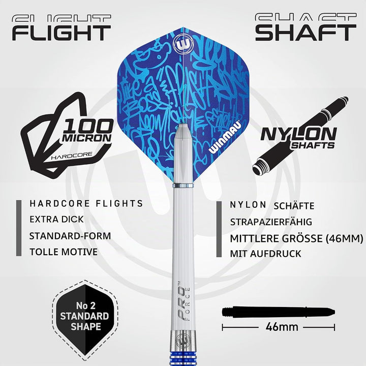 WINMAU Advance 500 Series Dartpfeile mit dartflüge und Dart stiele 22G Blau, 22G Blau