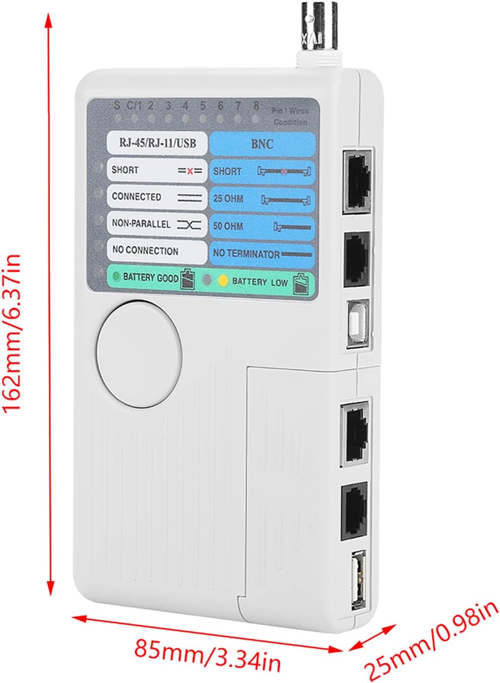Oumefar 4 in 1 Netzwerk Kabel Tester RJ11 RJ45 USB BNC LAN tragbarer Netzwerkkabeltester Remote-Netz