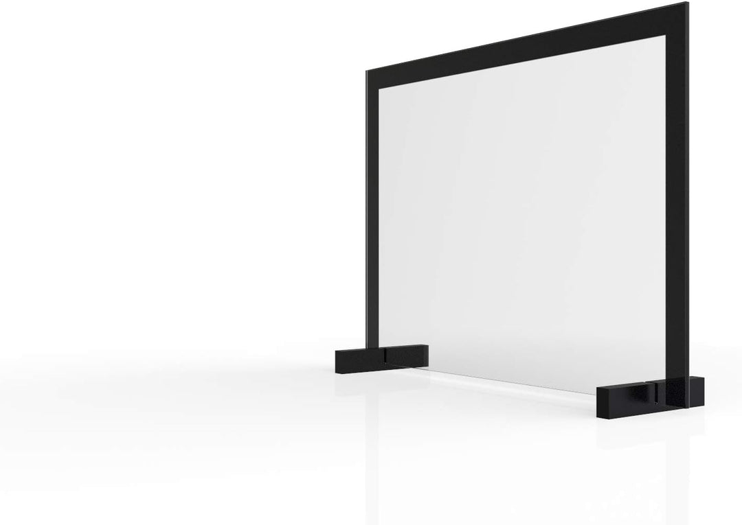 ALLboards Spuckschutz 90x60cm Schwarzer Rahmen, gehärtetes Glas 4mm, Antibakteriell & Virenschutz, H