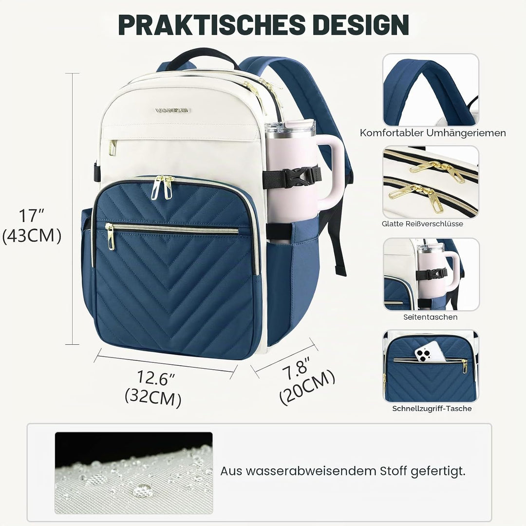 VANKEAN Laptop-Rucksack für Damen und Herren, Arbeitstasche mit 39,6 cm (15,6 Zoll), modisch, wasser