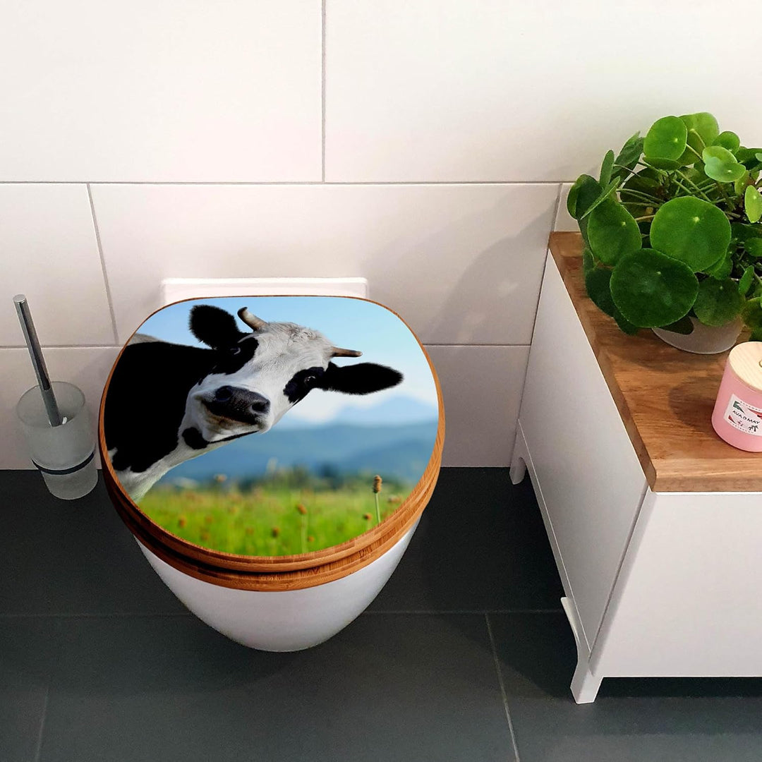 banjado Design WC Sitz Bambus Absenkautomatik 45,8x37,5cm - Toilettendeckel mit Absenkautomatik Holz