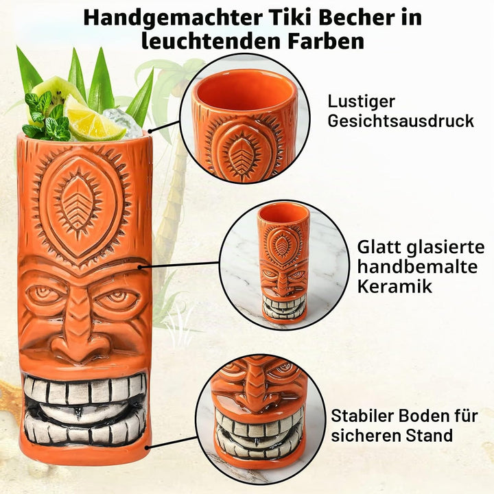 SuproBarware Tiki Mugs Set of 4 (TJB4-4), Tjb4-4