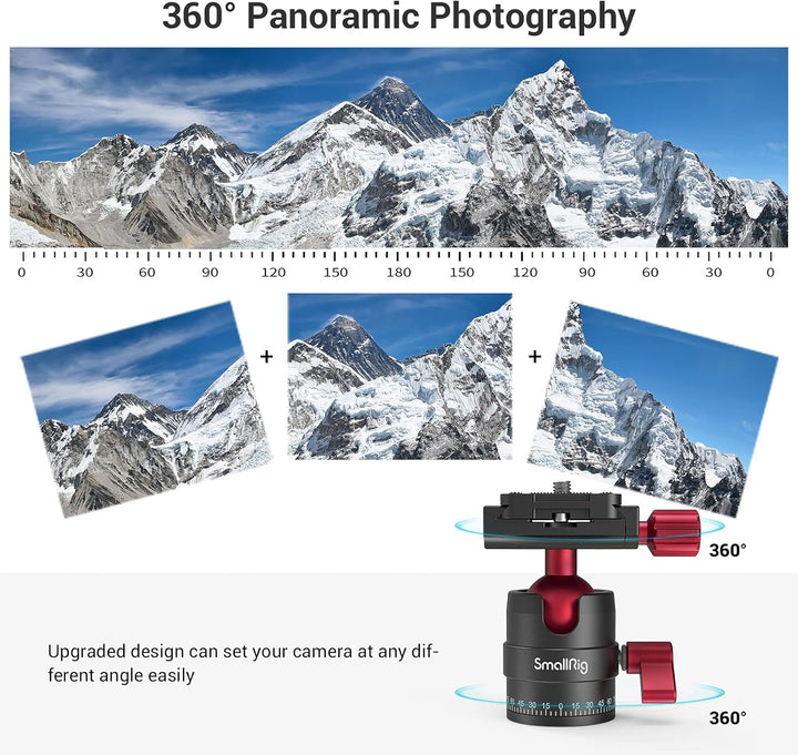 SMALLRIG 360° Kugelkopf mit 1/4 Zoll Schraubbefestigung Aluminium Mini Stativkopf für Canon/für Sony