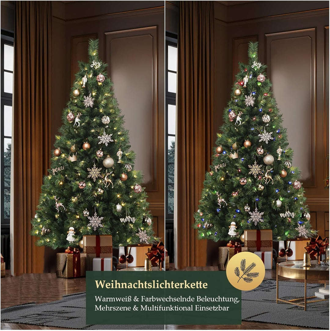 SALCAR Künstlicher Weihnachtsbaum mit Beleuchtung 180 cm, Tannenbaum Künstlich mit Handschuhen und 2