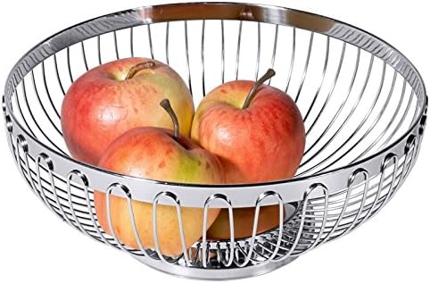 Brot-/ Obstkorb, rund, aus Edelstahl, extra schwere Qualität/Ø dia. 17, 20,5 oder 24,5 cm | ERK (A3