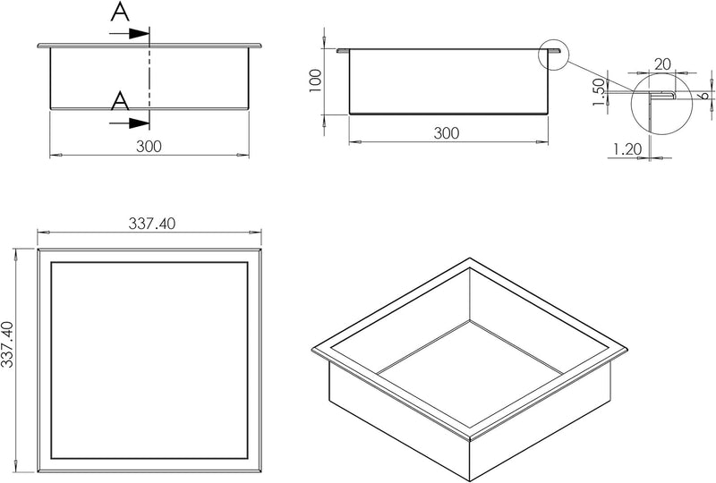 BERNSTEIN® Wandnische aus Edelstahl BS303010-30 x 30 x 10 cm - Duschablage für Badutensilien - Flexi