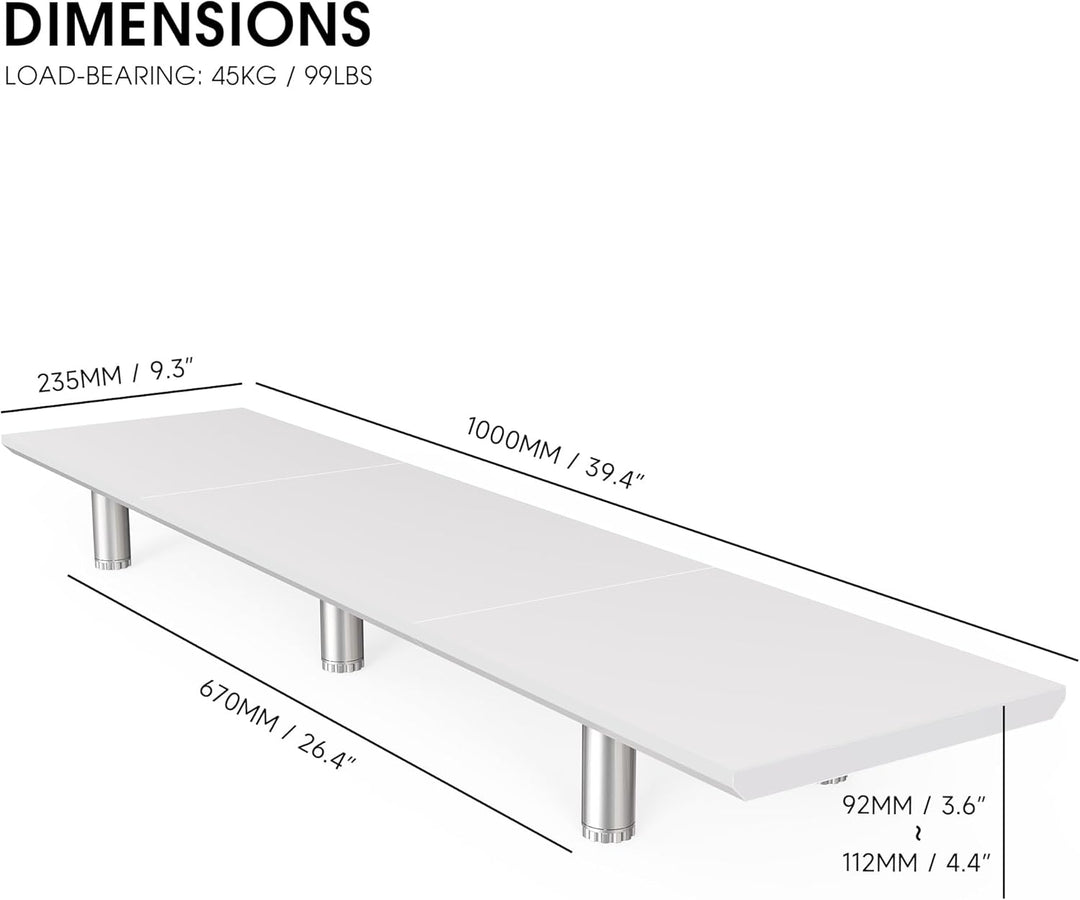 Fenge Grosser Monitorständer 100cm Dual Monitor Stands Riser mit Höhenverstellbarem Bein,Multifunkti
