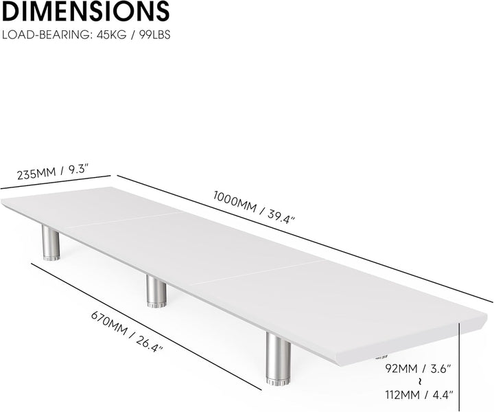 Fenge Grosser Monitorständer 100cm Dual Monitor Stands Riser mit Höhenverstellbarem Bein,Multifunkti