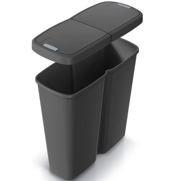 Monzana® Mülleimer Küche 50L 2 Fächer mit Deckel Druckknopf Abfalleimer Büro Papierkorb Biomüll Gelb