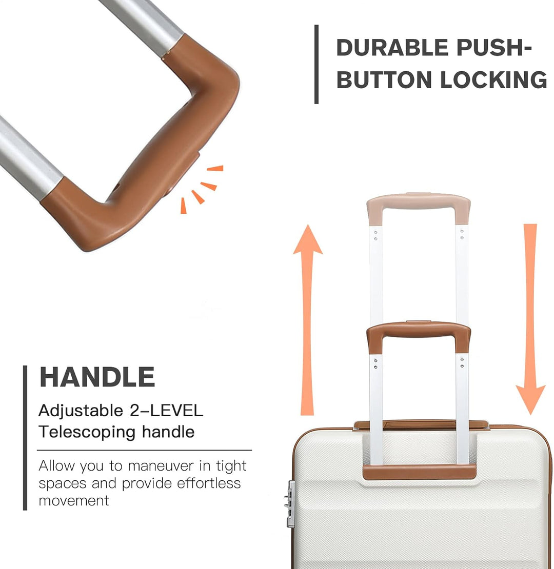 KONO Koffer Trolley Handgepäck Leicht Hartschalenkoffer aus ABS Reisekoffer mit 4 Rollen Gross Koffe