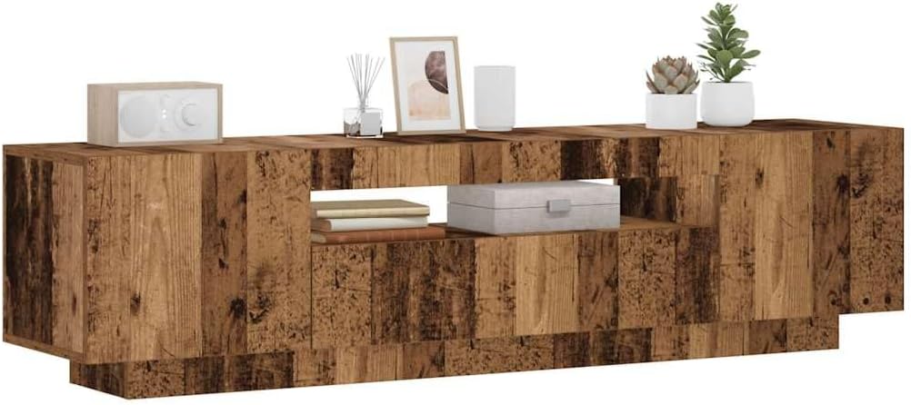 vidaXL TV-Schrank mit LED-Leuchten Altholz-Optik 160x35x40 cm, TV-Möbel, TV-Board, Fernsehtisch, TV-