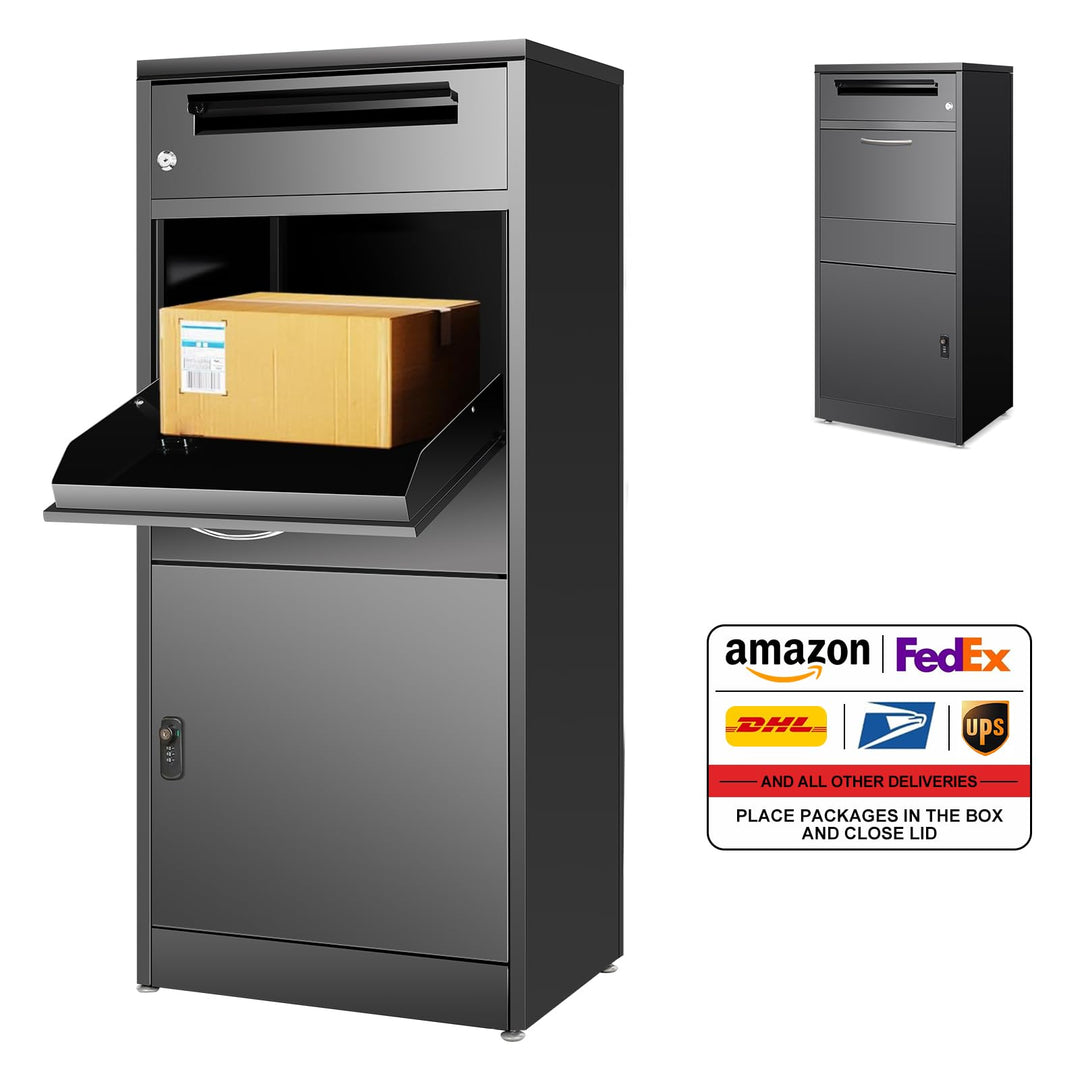 Briefkasten Paketbox für Aussen, Grosser Paketkasten mit Zahlenschloss, Stahl Edelstahl Briefkasten,