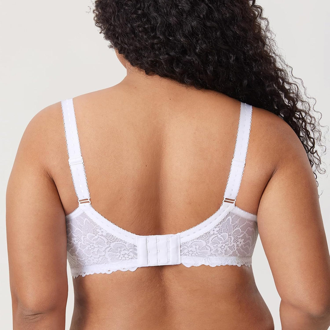 DELIMIRA Damen Minimizer BH Grosse Grössen ohne Polster Vollschalen mit Spitze 75G Weiss, 75G Weiss