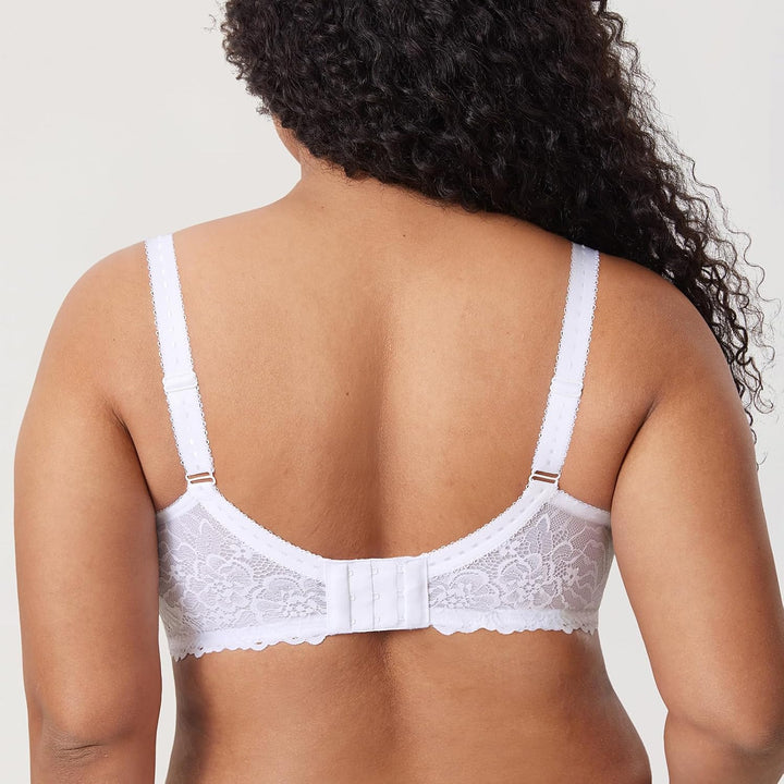 DELIMIRA Damen Minimizer BH Grosse Grössen ohne Polster Vollschalen mit Spitze 75G Weiss, 75G Weiss