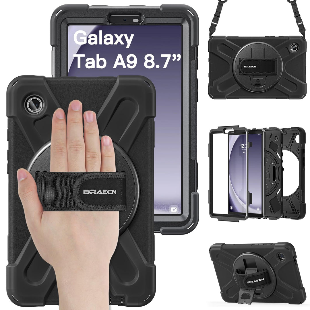 BRAECN für Galaxy Tab A9 Hülle - Samsung Tablet A9 8.7 Zoll 2023 Schwarz | Stossfeste Schutzhülle, 3