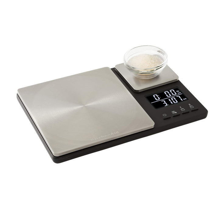KitchenAid digitale Lebensmittel-Waage mit zwei Plattformen, wiegt zwischen 5000g und 500g Schwarz E