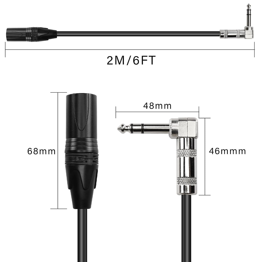 1/4-Zoll-auf-XLR-Kabel, 90 Grad rechtwinklig, 6,35 mm TRS-Stecker auf XLR-Stecker, Stereo-Audio-Mikr