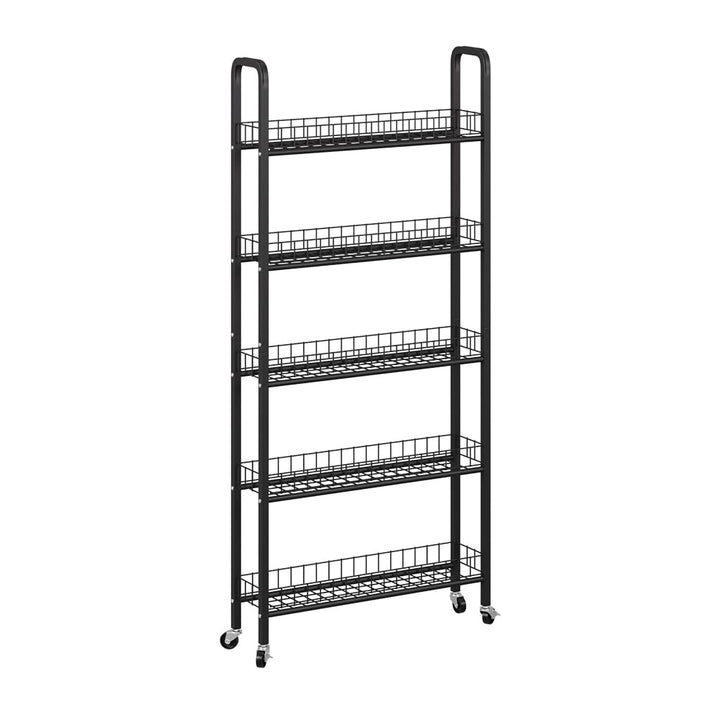 Vicco Rollregal Rolivo, Schwarz, 58 x 15 cm mit 5 Fächern, auf Rollen flexibel positionierbar für sc