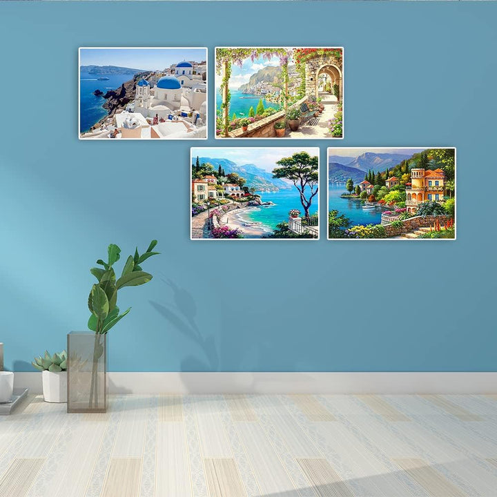 DCIDBEI 4 Pack Diamond Painting Vierer Set Landschaften 40x50 cm Diamant Painting Bilder Strand Male