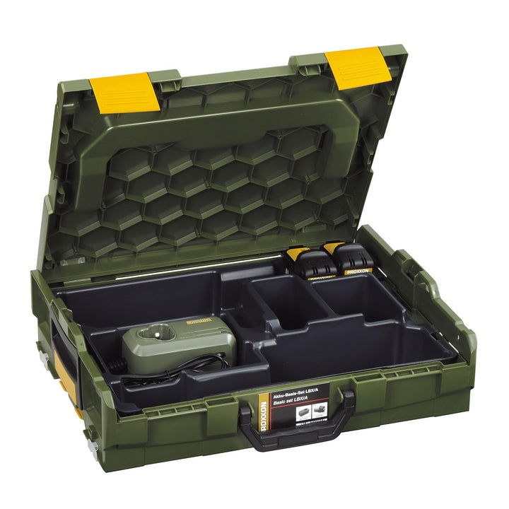Proxxon Akku Basis-Set LBX/A (L-Boxx inkl. 2 Akkus 2,0 Ah, Spannung 12,6 V, Koffer für Elektrowerkze
