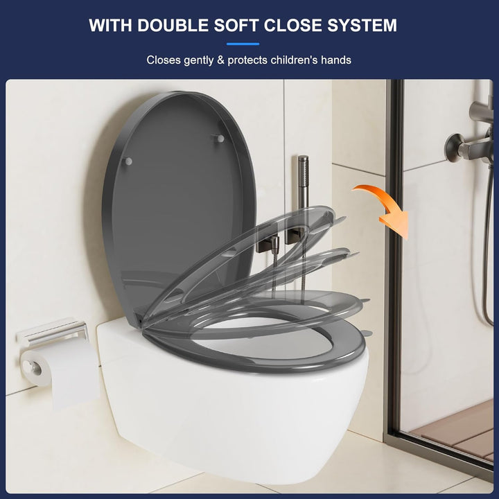 YEAUPE PRO Toilettendeckel mit Absenkautomatik,WC Sitz mit Quick-Release-Funktion und Softclose Abse