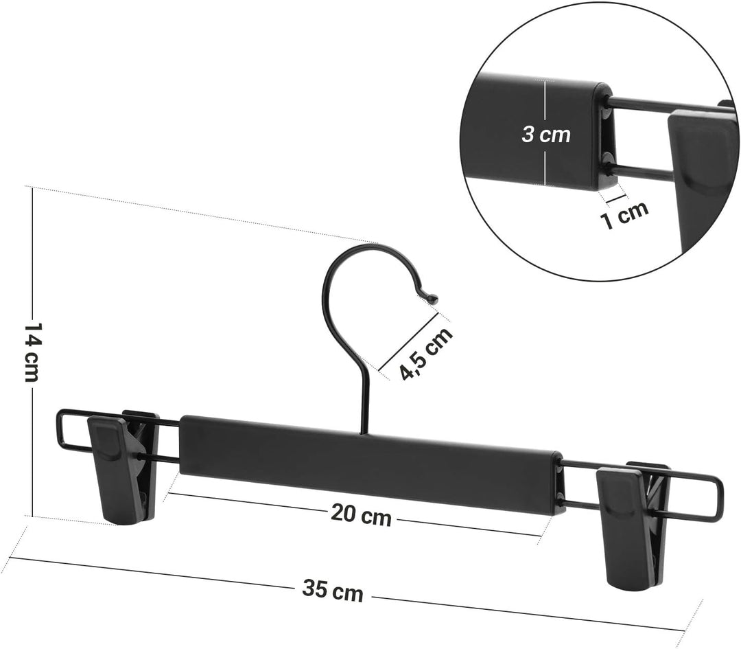 SONGMICS Hosenbügel, 12er Set, Kleiderbügel, gut belastbar, mit Clips, Rockbügel aus Premium-Kunstst