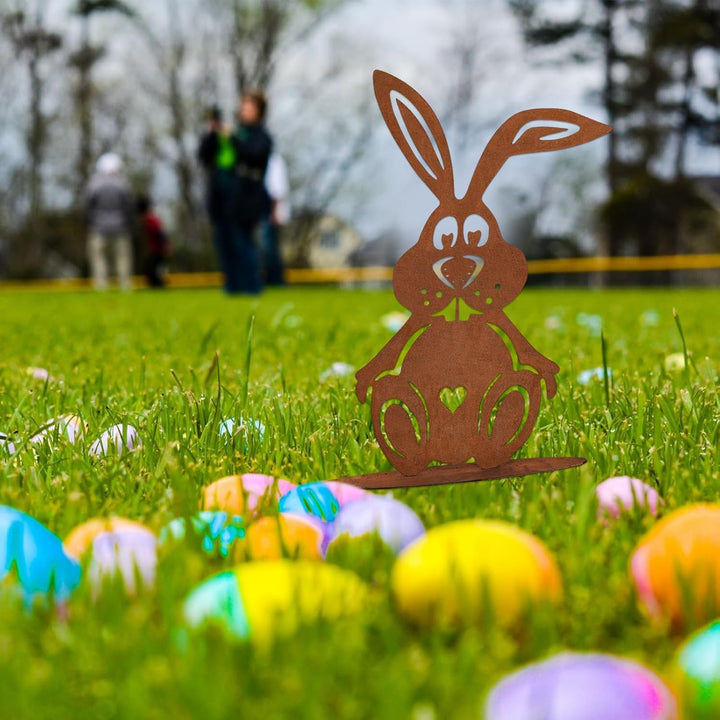 Osterhasen Figuren Gross, 30 x 20 cm Rost Gartenstecker Osterdeko Outdoor, Frühling Rost Metall Hase