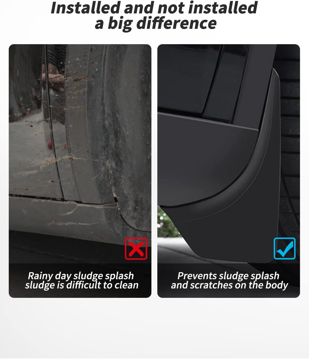 KKTR-CAR Tesla Model Y Spritzschutz, Auto-Spritzschutz, Kotflügel vorne hinten mit Schrauben, kein B