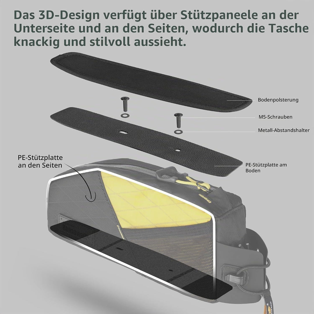 Rhinowalk Fahrradrahmentasche 1,2L – wasserdichte Lenkertasche mit Handyhalterung, kleine Fronttasch