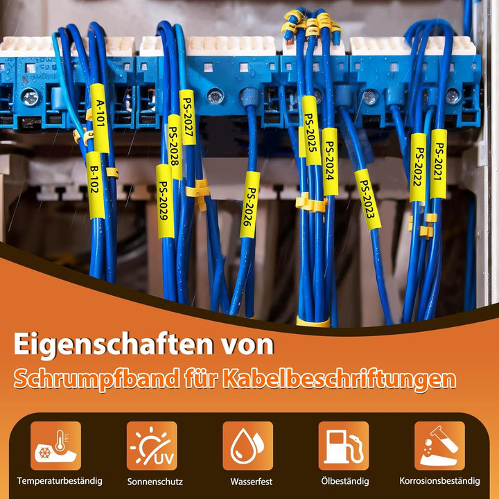 3x Kompatibel für Brother Ptouch HSe-631 HSe631 HS-631 HS631 11.7mm Schwarz auf Gelb Wärmeschrumpfro