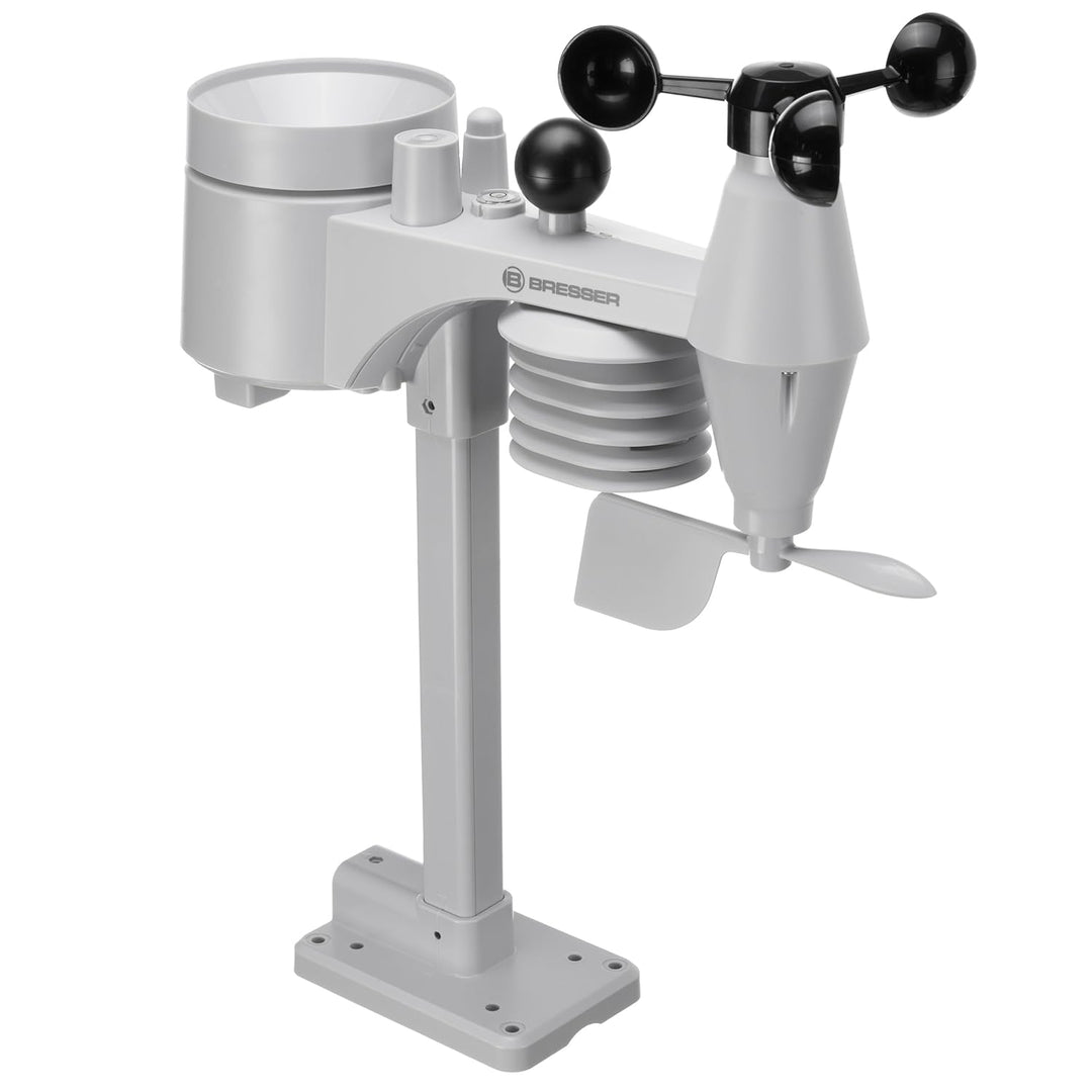 Bresser WLAN Wetterstation 8-in-1 mit Aussensensor, WBGT-Hitzestress-Index, UV, Regen, Wind, Licht,