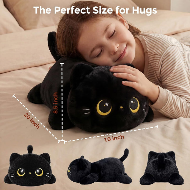Mewaii Niedliches schwarzes Katzenplüschkissen, Kawaii Plüschtiere Schwarze Katze, Squishy Plüschtie
