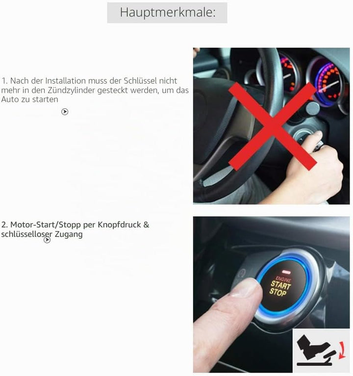 EasyGuard Smart Schlüssel RFID Auto Alarm mit Smart Push Start Button & Touch Keyless Go System